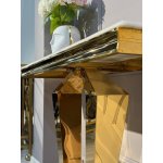 Стол-консоль Адамант IST-804,120х40х78 см, небесный белый/золотой