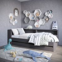 Кровать Ксения с ящиками и головным. блоком ( графит ) 1200х2000