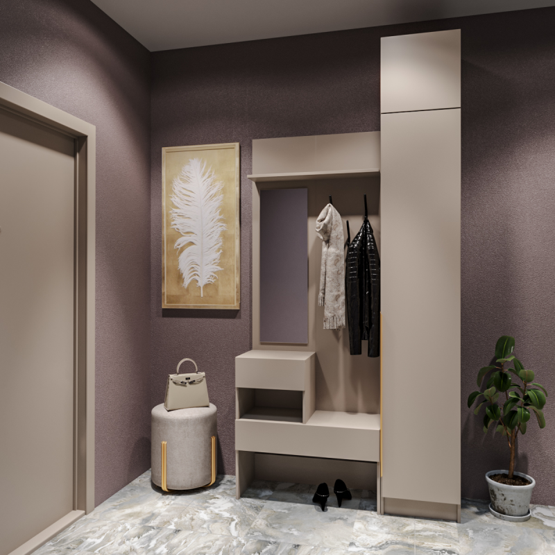 Набор прихожая Голд Бостон(вешалка В1 + пенал П 400 + антресоль А 400)(Бежевый(Глинянный/серый)