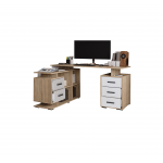 Компьютерный стол угловой СКМУ-3 дуб сонома/белый