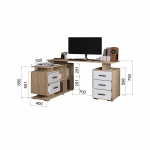 Компьютерный стол угловой СКМУ-3 дуб сонома/белый