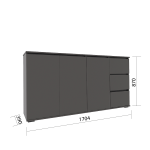 Комод Сура 1704 графит/ графит