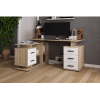 Компьютерный стол угловой СКМУ-3 дуб сонома/белый