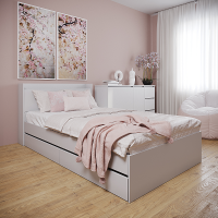 Кровать Астра (с ящиками) белый  1200х2000