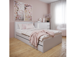 Кровать Астра (с ящиками) белый  1200х2000