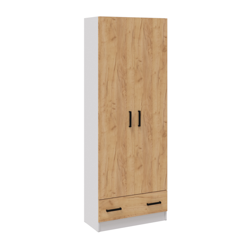 Прихожая Кевин шкаф 2х-ств. белый/дуб крафт золотой