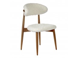 Стул Lucas белый искусственный мех с ножками цвета орех