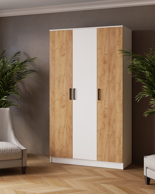 Шкаф комбинированный Ларс (1,2) без зеркала белый/дуб крафт золотой