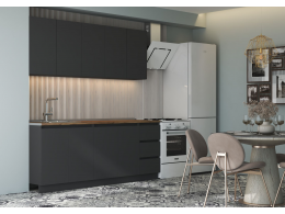 Кухонный гарнитур "Мальм" 2.0 (Графит, столешница Дуб Вотан)