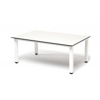 "Канны" журнальный столик из HPL 95х60, H40, каркас светло-серый (RAL 7035), цвет столешницы "молочный"