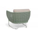 "Фиджи" кресло плетеное из роупа, каркас алюминий светло-серый (RAL7035) муар, роуп зеленый (4204) круглый tex, ткань Mossle бежевая