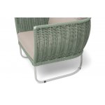 "Фиджи" кресло плетеное из роупа, каркас алюминий светло-серый (RAL7035) муар, роуп зеленый (4204) круглый tex, ткань Mossle бежевая