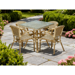 "Кабри" обеденная группа плетеная на 4 персоны, цвет бежево-коричневый