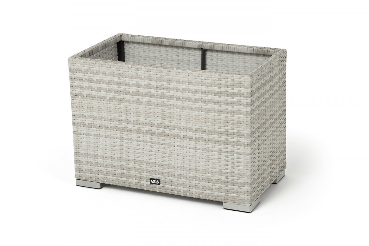 "Лунго" кашпо для цветов большое плетеное из искусственного ротанга, цвет бежевый