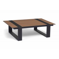 "Тулон" журнальный стол 120х85, H35 см из HPL, цвет "дуб", каркас черный (RAL9005) муар