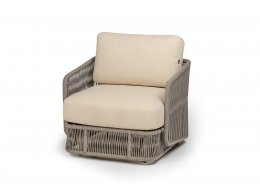 "Альбано" кресло плетеное из роупа, каркас алюминий светло-серый (RAL7035) муар, роуп серый меланж круглый, ткань Mossle светло-бежевая "Альбано" кресло плетеное из роупа, каркас алюминий светло-серый (RAL7035) муар, роуп серый меланж круглый, ткань Mossle светло-бежевая