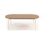 "Диего" журнальный стол из HPL 120х60 H40, каркас белый муар, цвет "дуб"