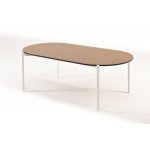 "Диего" журнальный стол из HPL 120х60 H40, каркас белый муар, цвет "дуб"