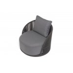 "Монтелла" кресло плетеное из роупа, каркас алюминий темно-серый (RAL7024) муар, роуп темно-серый круглый, ткань темно-серая 027