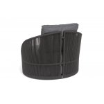 "Монтелла" кресло плетеное из роупа, каркас алюминий темно-серый (RAL7024) муар, роуп темно-серый круглый, ткань темно-серая 027