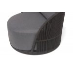 "Монтелла" кресло плетеное из роупа, каркас алюминий темно-серый (RAL7024) муар, роуп темно-серый круглый, ткань темно-серая 027