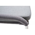 "Милан" стул плетеный из роупа, каркас алюминий белый муар, роуп светло-серый круглый, ткань светло-серая