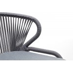 "Милан" стул плетеный из роупа, каркас алюминий белый муар, роуп светло-серый круглый, ткань светло-серая