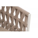 "Диего" диван 2-местный плетеный из роупа, каркас алюминий белый муар, роуп бежевый круглый, ткань бежевая 052