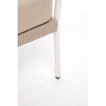 "Диего" диван 2-местный плетеный из роупа, каркас алюминий белый муар, роуп бежевый круглый, ткань бежевая 052