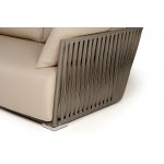 "Форли" диван 2-местный плетеный из роупа, каркас алюминий светло-серый (RAL7035) муар, роуп серо-коричневый 23мм, ткань Mossle бежевая