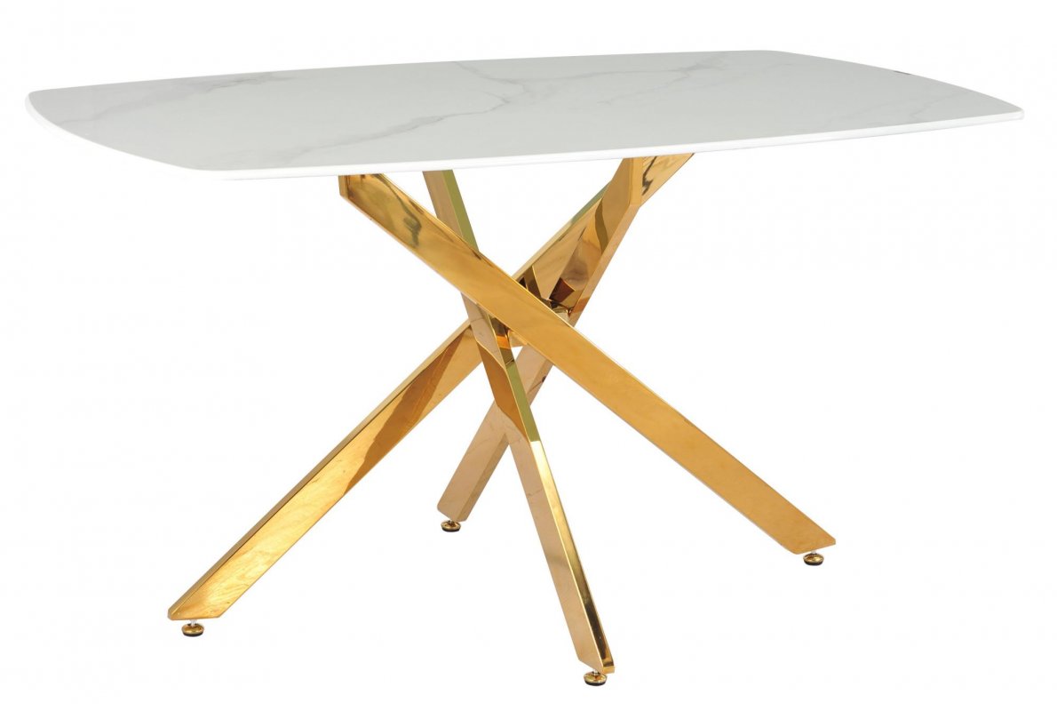 Стол обеденный Элис Рэк BS1803-140WT,140х80х76 см, белый/золото