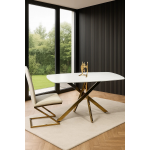 Стол обеденный Элис Рэк BS1803-140WT,140х80х76 см, белый/золото