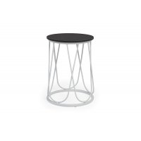 "Перу" журнальный стол из HPL круглый Ø40 H55, каркас из стали серый (RAL 7024), цвет столешницы "дуб"