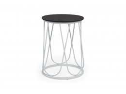 "Перу" журнальный стол из HPL круглый Ø40 H55, каркас из стали серый (RAL 7024), цвет столешницы "дуб"