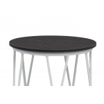 "Перу" журнальный стол из HPL круглый Ø40 H55, каркас из стали серый (RAL 7024), цвет столешницы "дуб"