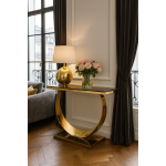 Стол-консоль Прайм IST-803,120х40х78 см, черный мрамор/золотой