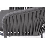 "Бордо" стул плетеный из роупа, каркас алюминий темно-серый (RAL7024) муар, роуп серый 15мм, ткань темно-серая 027