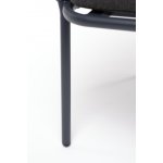 "Бордо" стул плетеный из роупа, каркас алюминий темно-серый (RAL7024) муар, роуп серый 15мм, ткань темно-серая 027