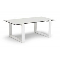 "Варадеро" журнальный стол из HPL 110х60 H43, каркас алюминий белый муар, цвет столешницы "молочный"