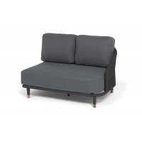 "Верона" левый модуль плетеный из роупа, каркас алюминий темно-серый (RAL7024) муар, роуп темно-серый круглый, ткань темно-серая 027, L131х89