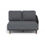 "Верона" левый модуль плетеный из роупа, каркас алюминий темно-серый (RAL7024) муар, роуп темно-серый круглый, ткань темно-серая 027, L131х89