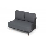 "Верона" левый модуль плетеный из роупа, каркас алюминий темно-серый (RAL7024) муар, роуп темно-серый круглый, ткань темно-серая 027, L131х89