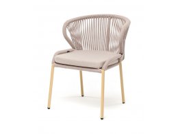 "Милан" стул плетеный из роупа, каркас алюминий (RAL1001), роуп бежевый круглый, ткань бежевая