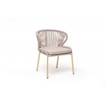 "Милан" стул плетеный из роупа, каркас алюминий (RAL1001), роуп бежевый круглый, ткань бежевая