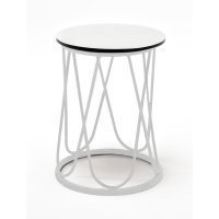 "Перу" журнальный стол из HPL круглый Ø40 H55, каркас из стали серый (RAL 7024), цвет столешницы "дуб"