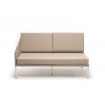 "Канны" правый модуль плетеный из роупа, каркас алюминий белый муар, роуп бежевый круглый, ткань бежевая 15052