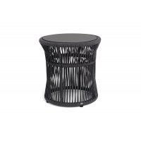 "Романо" журнальный стол из HPL круглый Ø45 H47, каркас из алюминия черный муар, цвет "черный мрамор", роуп темно серый круглый "Романо" журнальный стол из HPL круглый Ø45 H47, каркас из алюминия черный муар, цвет "черный мрамор", роуп темно серый круглый