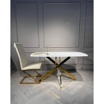 Стол обеденный Элис Рэк BS1803-140WT,140х80х76 см, белый/золото
