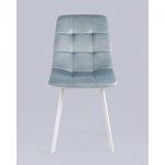 Стул Chilly велюр серо-голубой белые ножки
