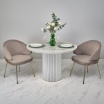 Стол Aura 110см, керамогранит Calacatte gold мрамор, белый Стол Aura 110см, керамогранит Calacatte gold мрамор, белый